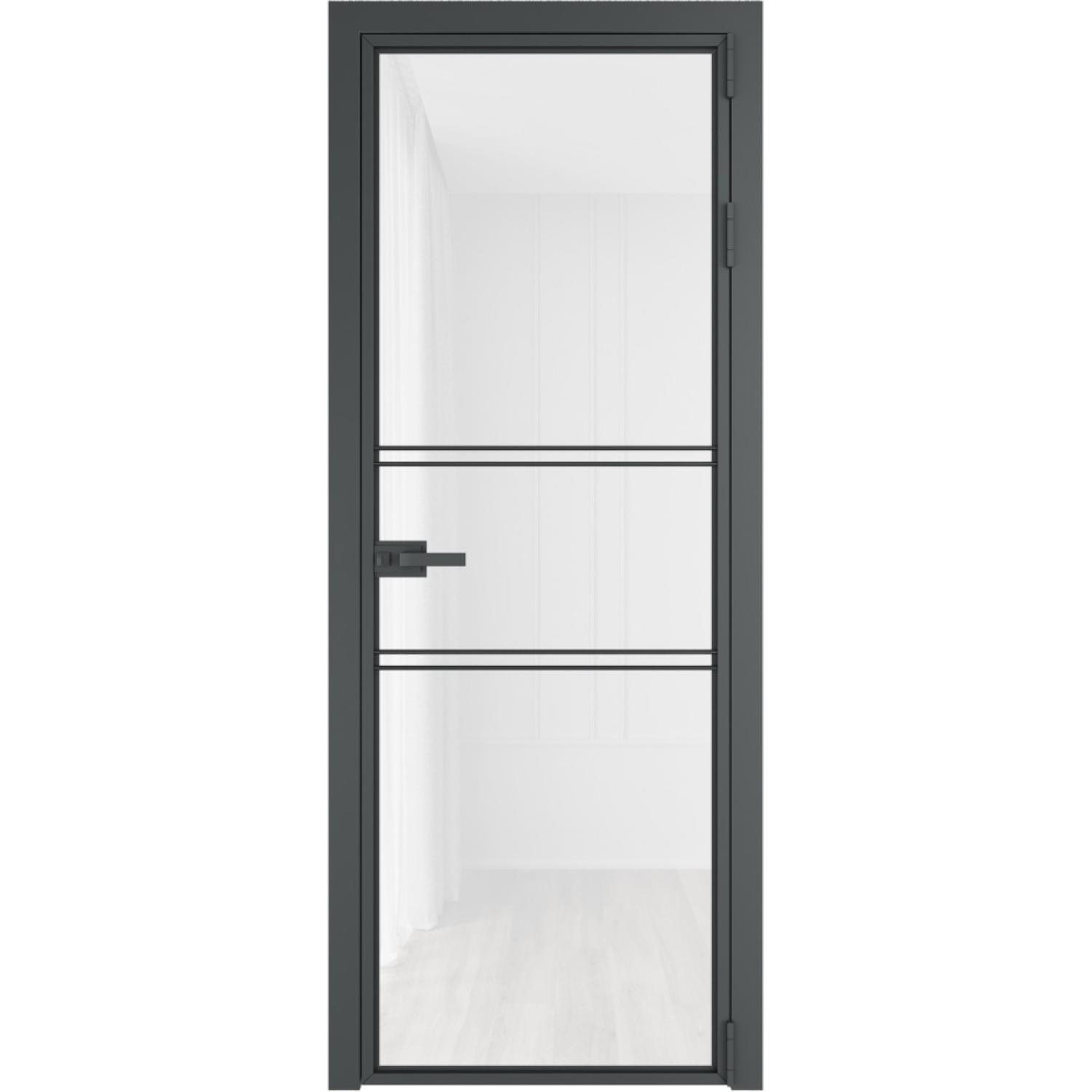 Дверь межкомнатная  алюминиевая  2 AX ProfilDoors (Серая ночь, Триплекс белый)
