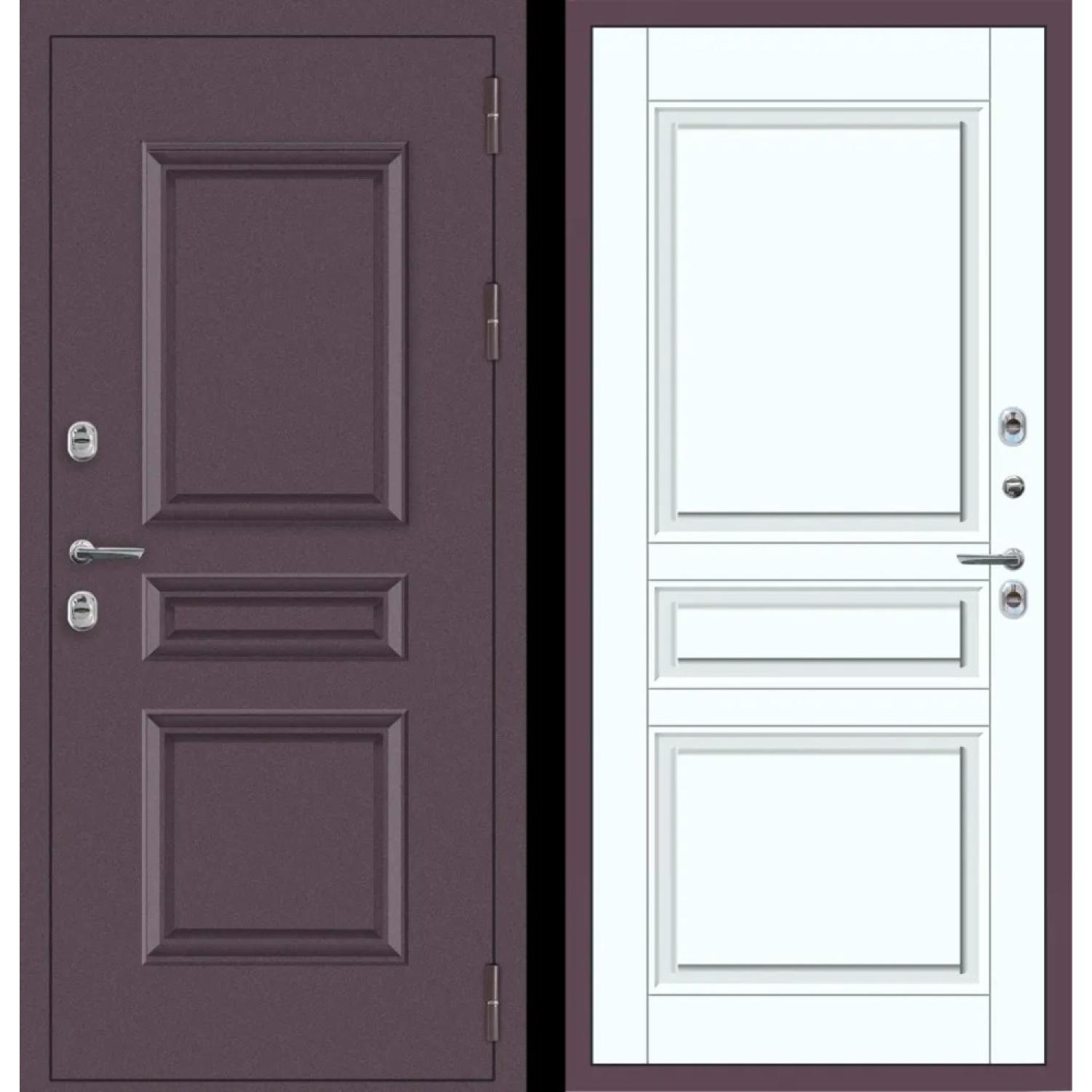 Дверь входная металлическая M63 ТЕРМО (960*2050 R, Букле опал (Полимерно-порошковое), Velluto Bianco AG 700, Заказная)