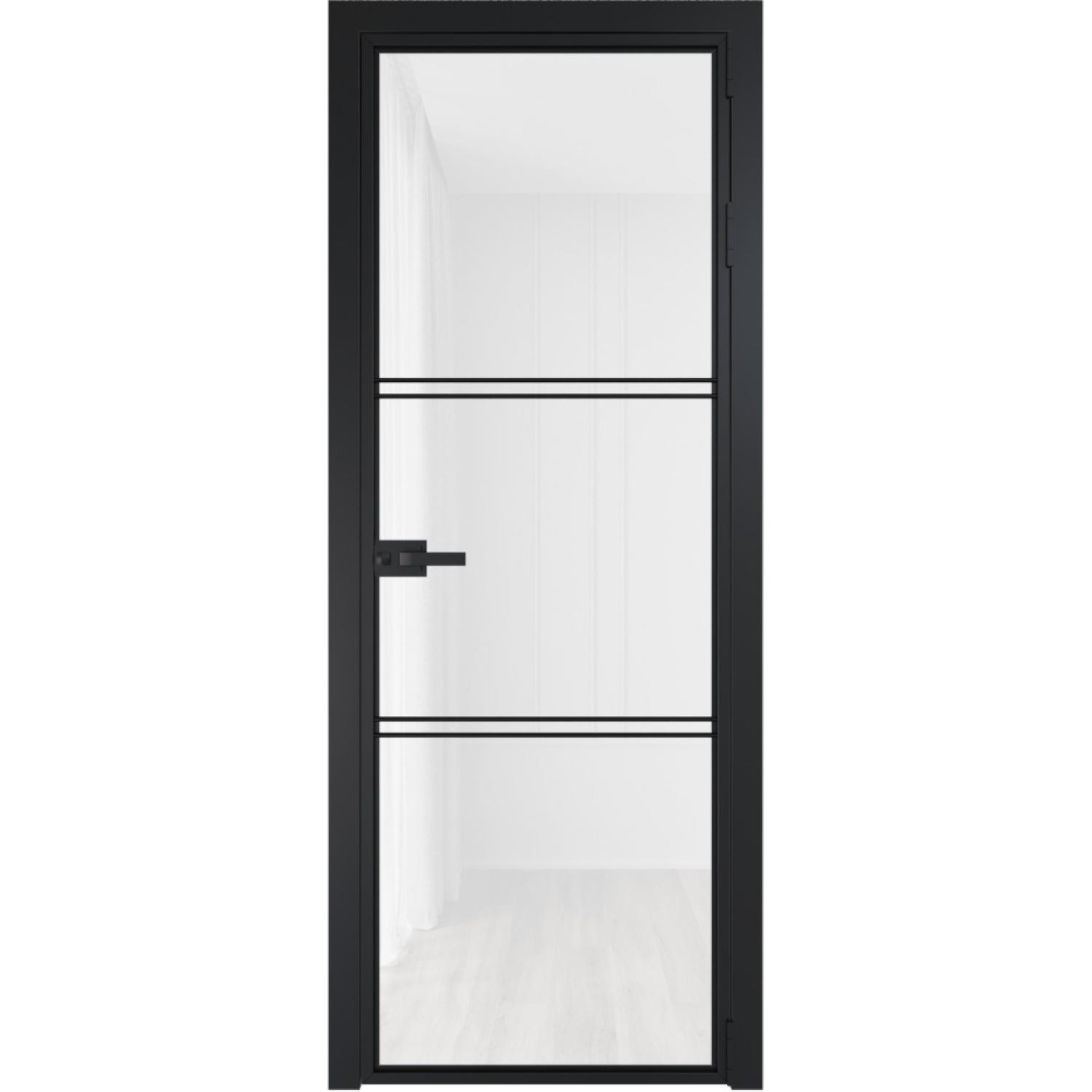 Дверь межкомнатная  алюминиевая  3 AX ProfilDoors (Черный, Триплекс белый)
