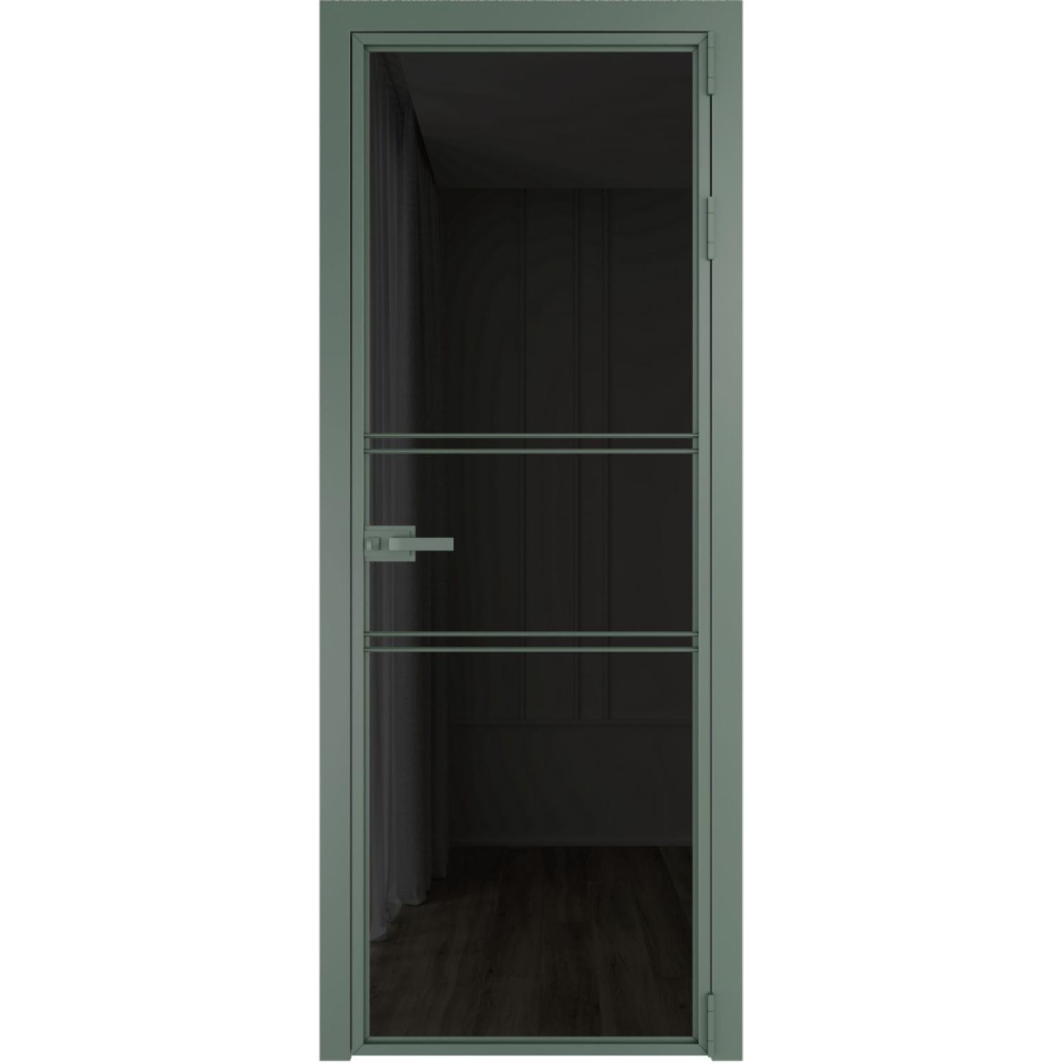 Дверь межкомнатная  алюминиевая  2 AX ProfilDoors (Зеленый воск, Черное тонированное)