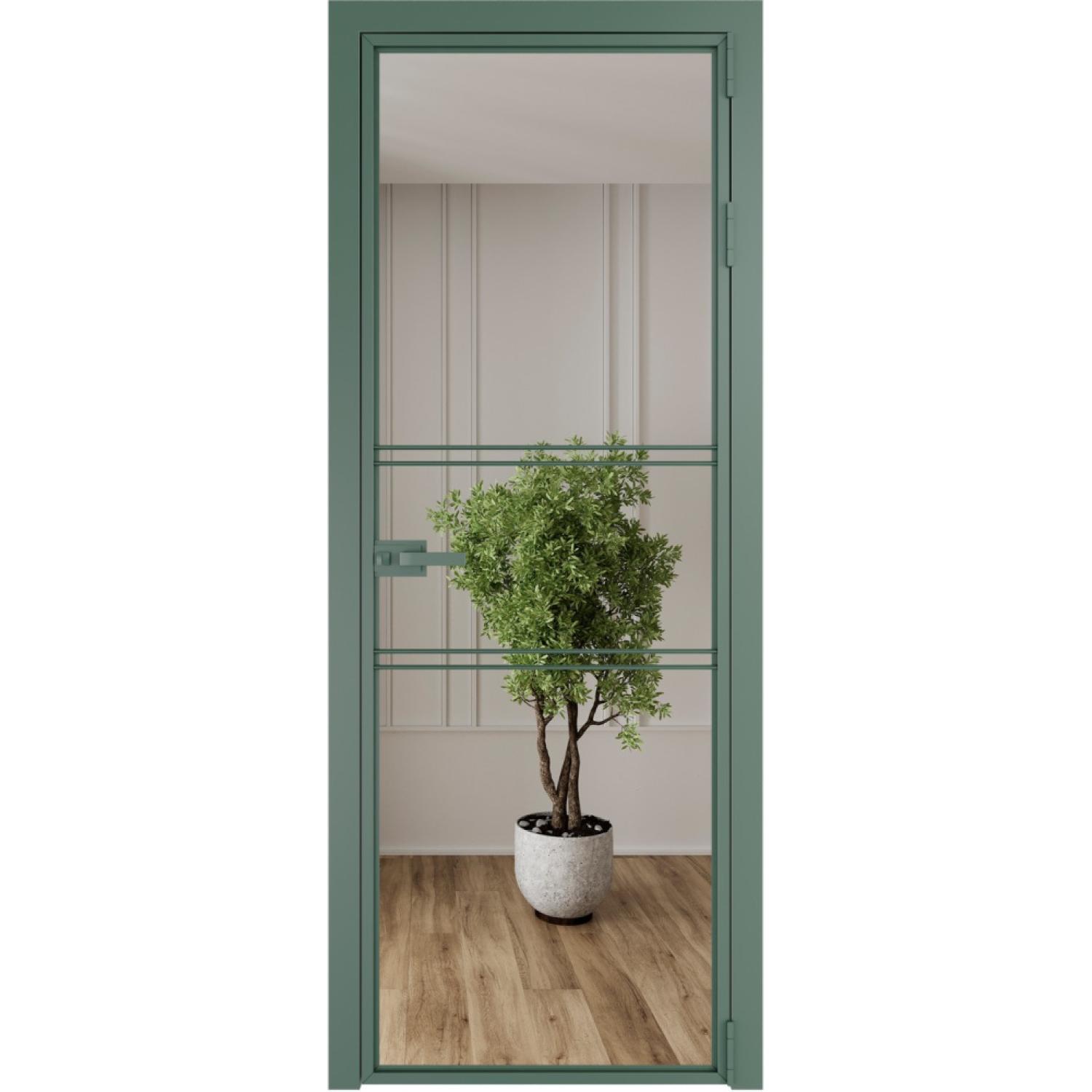 Дверь межкомнатная  алюминиевая  2 AX ProfilDoors (Зеленый воск, Зеркало)