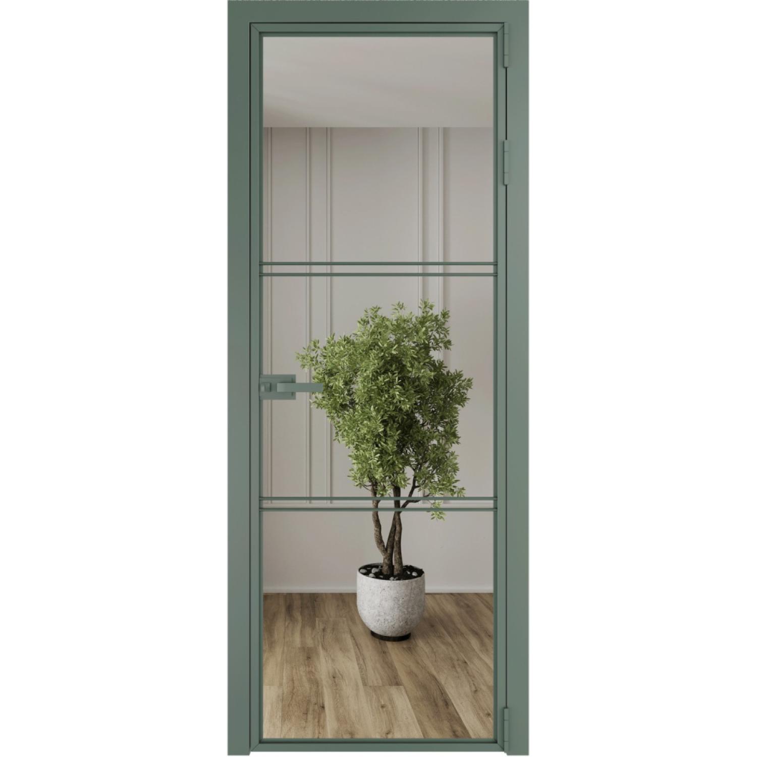 Дверь межкомнатная  алюминиевая  3 AX ProfilDoors (Зеленый воск, Зеркало)