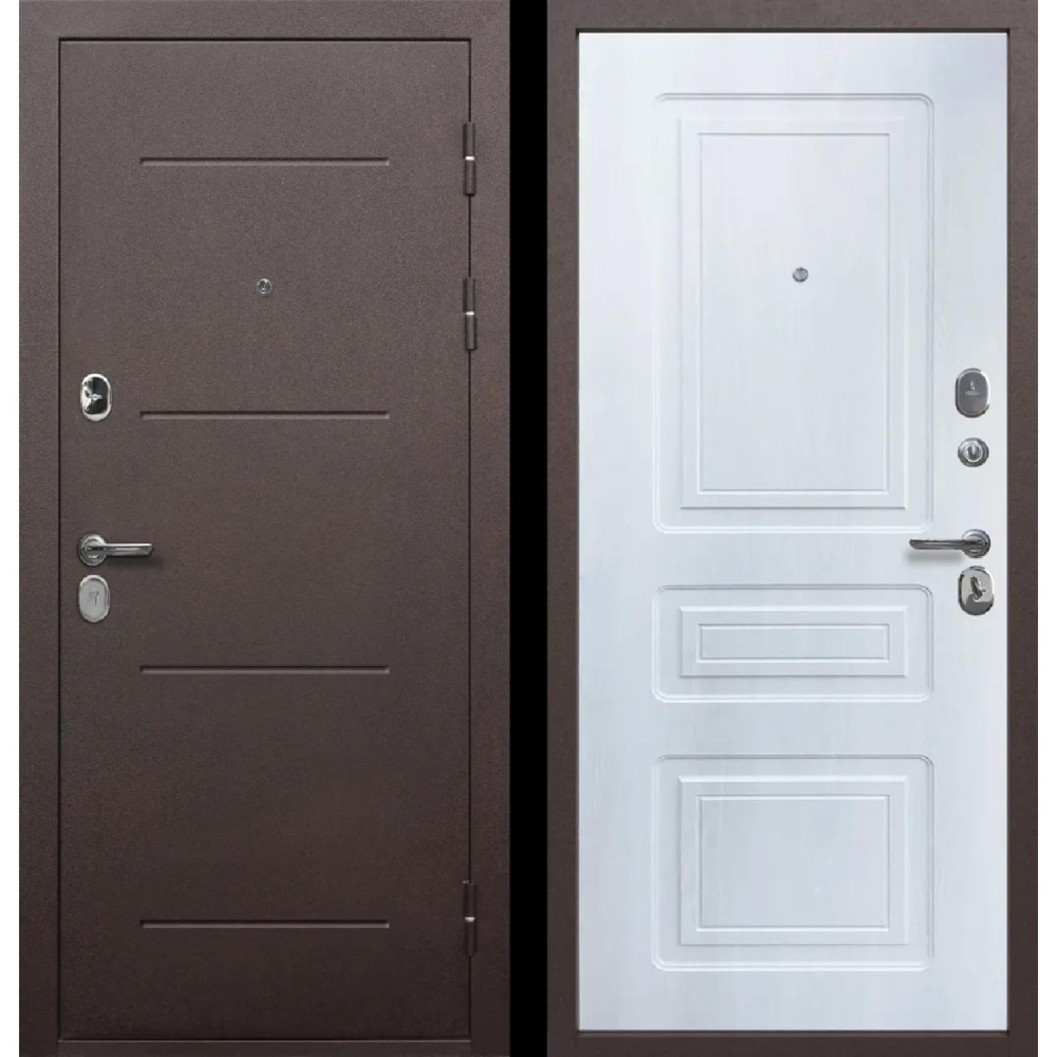 Толстяк Медный (860*2050 L, Медный антик (Полимерно-порошковое), Белый ясень (ПВХ), Складская)