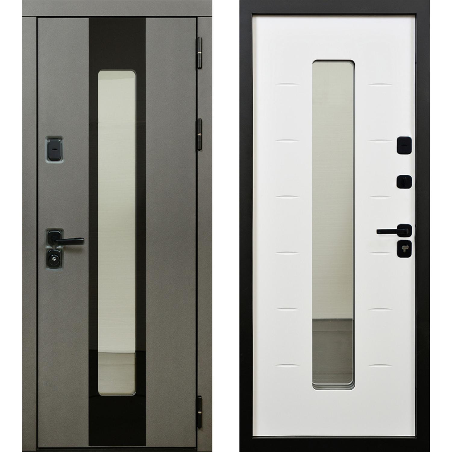 Юта (960*2050 R,  Серый (Эмаль TSBR 7021) +Lacobel черный,  Белый (эмаль RAL 9003), Складская)