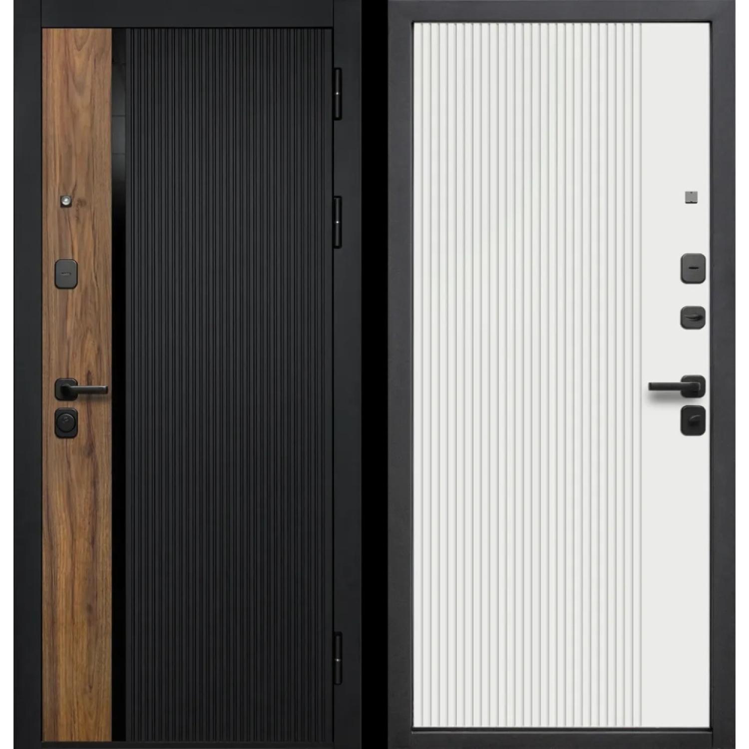 Гарда 9 см Кантри (960*2050 L,  Сатин черный/Орех каньон коньяк, Эмалит белый (ПВХ) , Заказная)