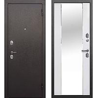 Входная дверь Тайга 7 см Зеркало Серебро антик - Зеркало Эмалит белый
