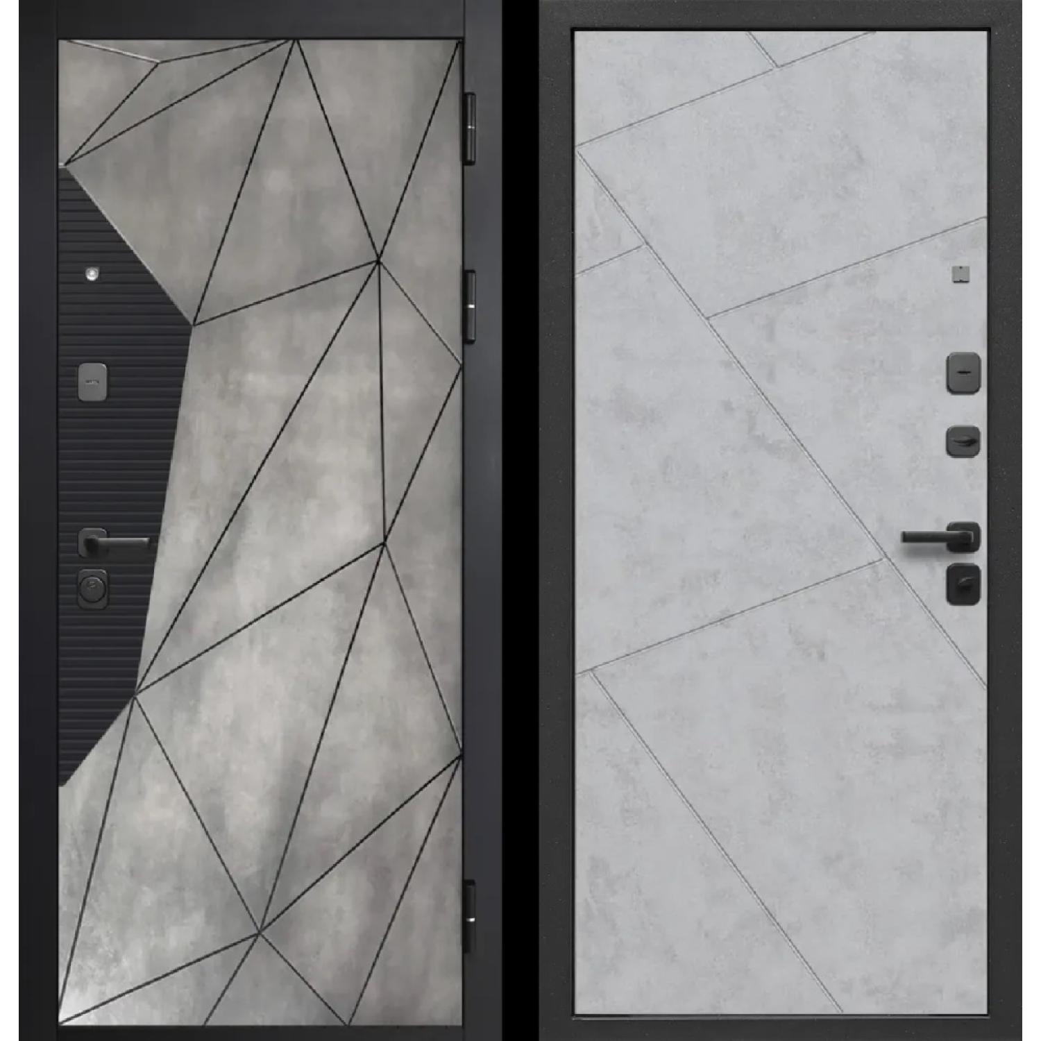 Гарда 9 Геометрия (860*2050 R, Бетон лофт графит (ПВХ), Бетон снежный (ПВХ), Складская)