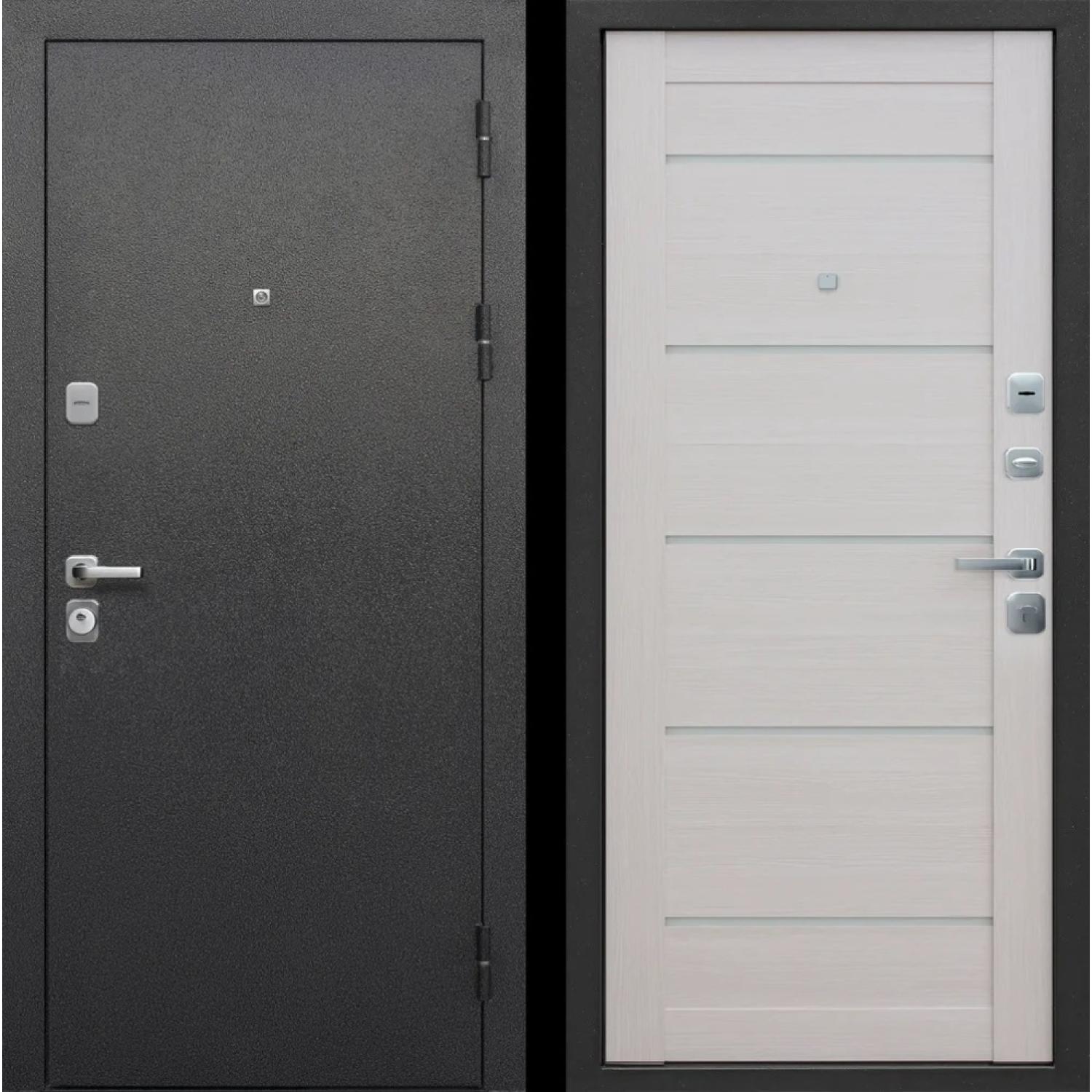 Гарда 9 Серебро Лиственница беж (960*2050 R, Антик Серебро (Полимерно-порошковое), Лиственница беж (ПВХ) + белый Lacobel, Складская)