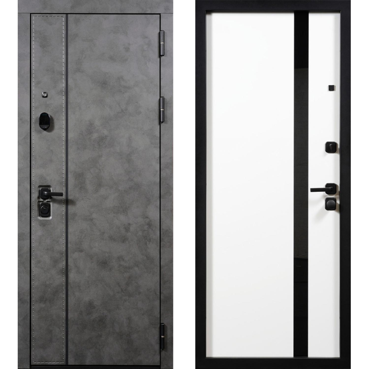 Крафт (860*2050 R, Пластер грей (ПВХ), Белый ZB (ПВХ)+Черный лак (Lacobel), Заказная)