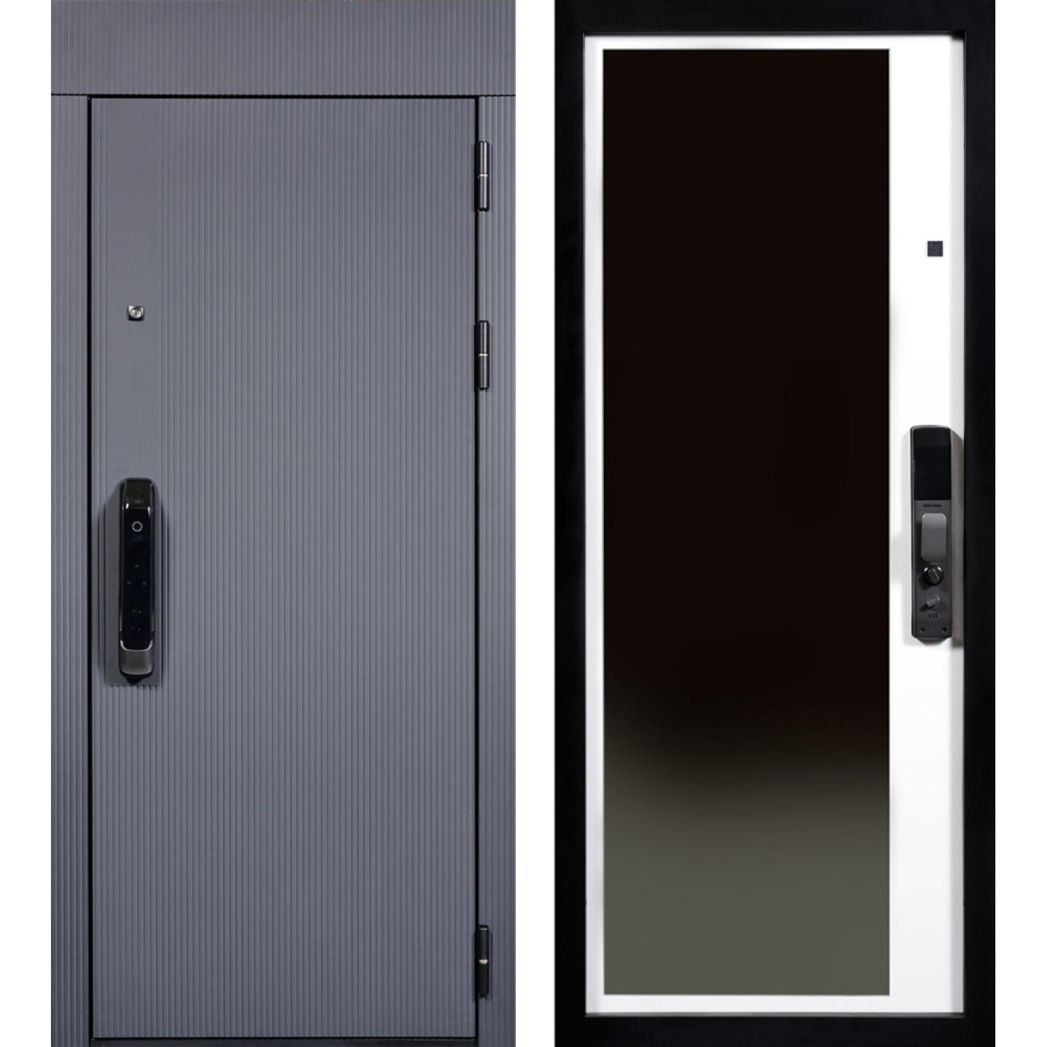 Либерти (860*2050 L, RAL 9011 (эмаль), Белый (эмаль RAL 9003)+зеркло, Заказная)